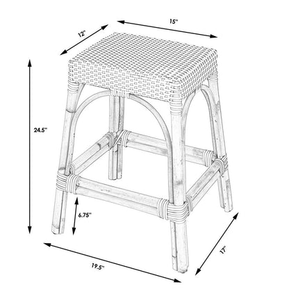 Robias Rectangular Rattan 24.5" Counter Stool, Natural