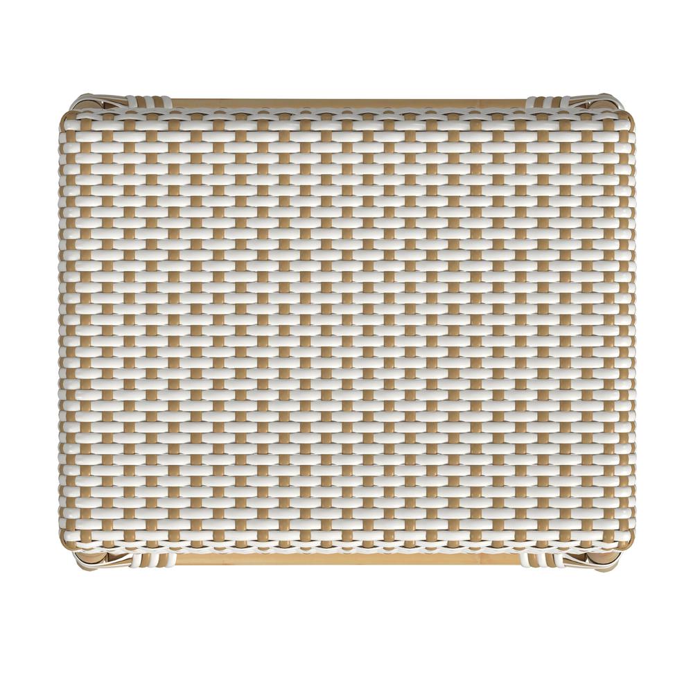Robias Rectangular Rattan 24.5" Counter Stool, White and Tan Dot