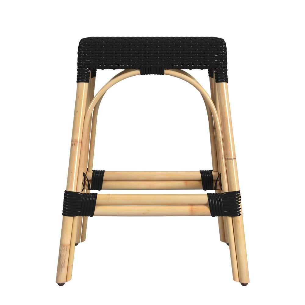 Robias Rectangular Rattan 24.5" Counter Stool, Black