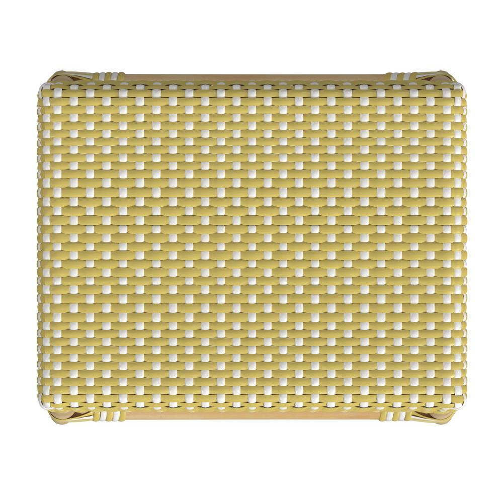 Robias Rectangular Rattan 24.5" Counter Stool, Yellow and White Dot