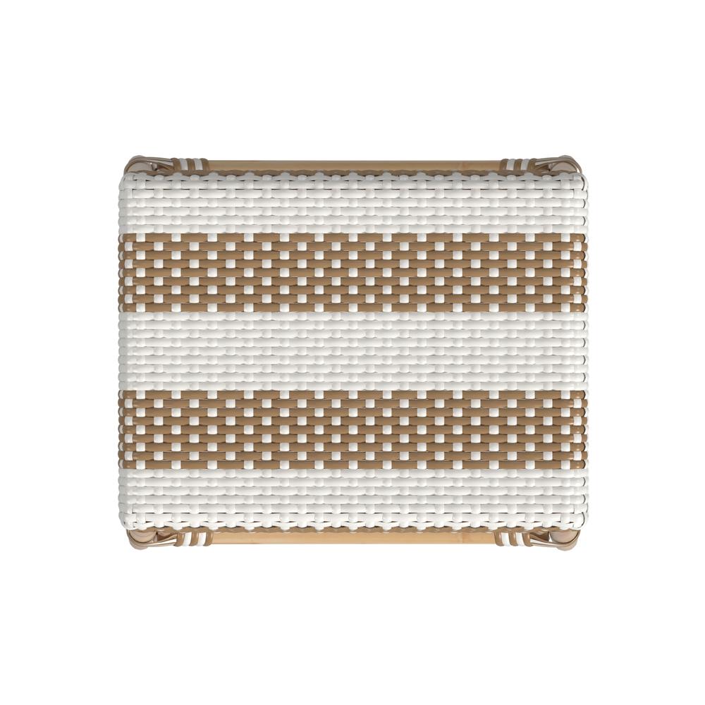 Robias Rectangular Rattan 24.5" Counter Stool, Tan and White Stripe