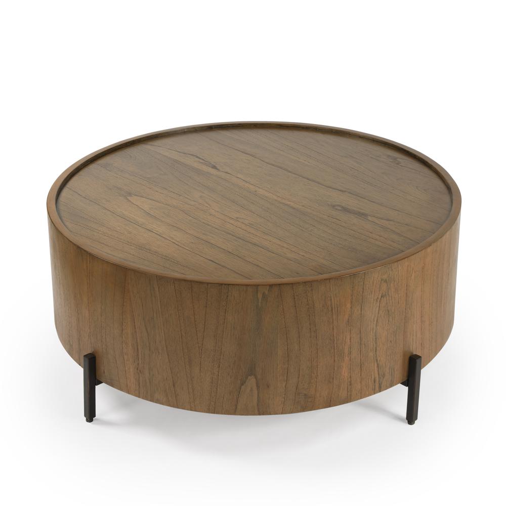 Tori Round Coffee Table, Medium Brown