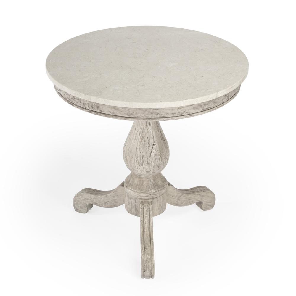 Danielle Marble 24" Pedestal Side Table, Gray