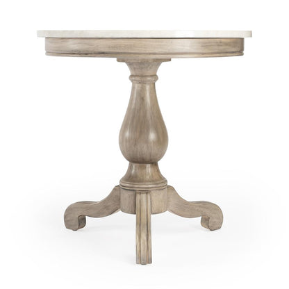 Danielle Marble 24" Pedestal Side Table, Tan/Beige