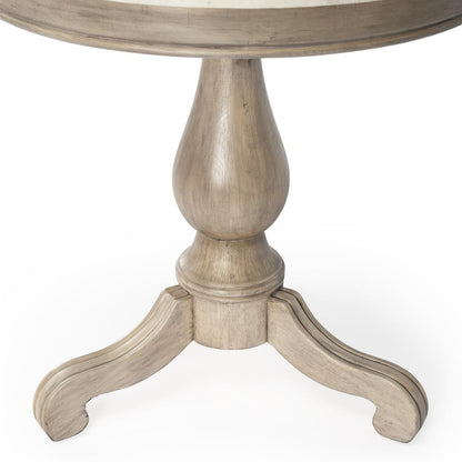 Danielle Marble 24" Pedestal Side Table, Tan/Beige