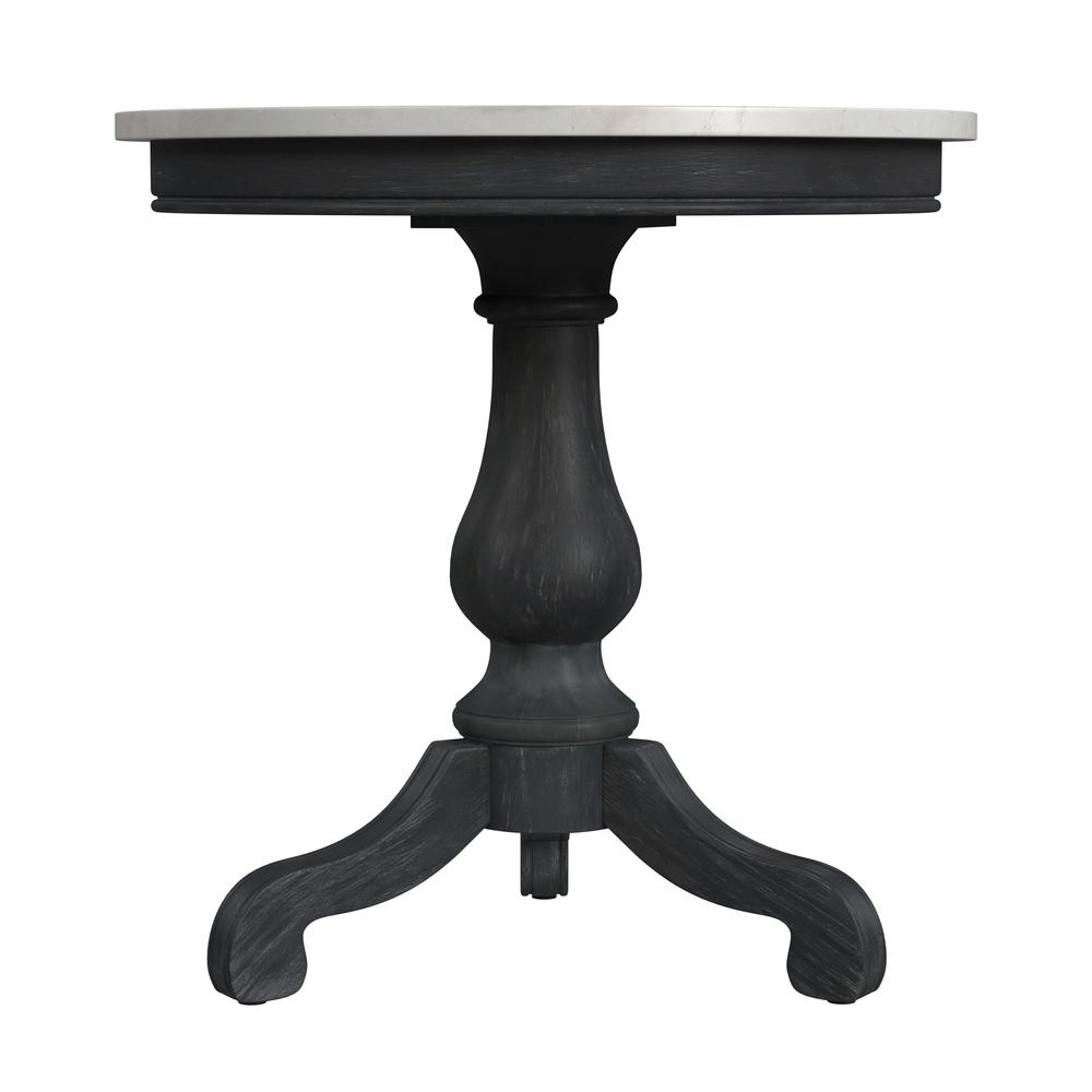 Danielle Marble 24" Pedestal Side Table, Black