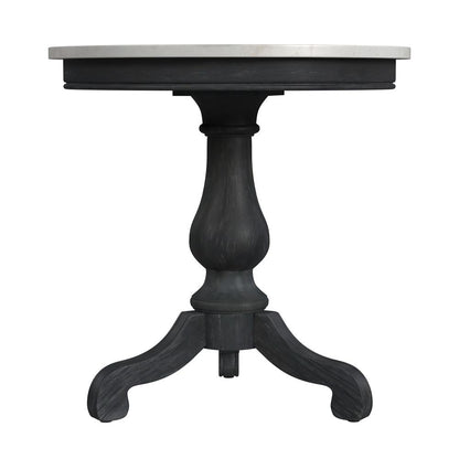 Danielle Marble 24" Pedestal Side Table, Black