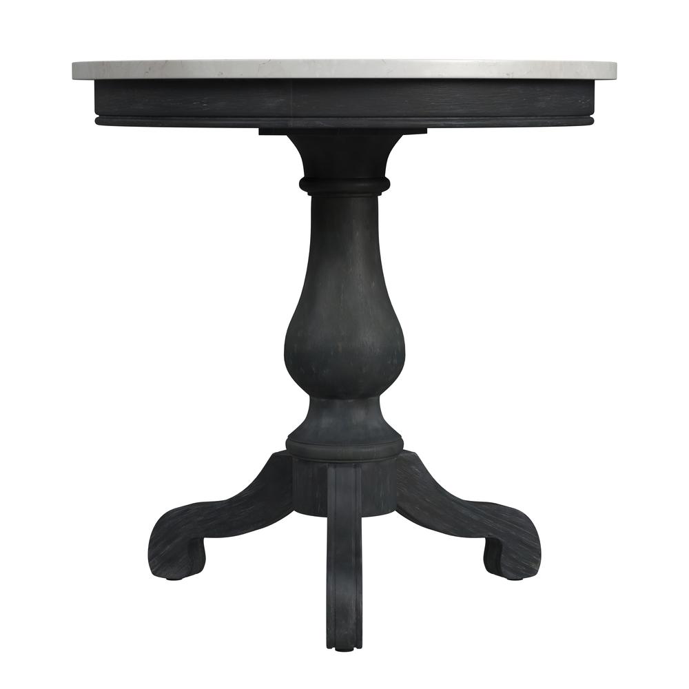 Danielle Marble 24" Pedestal Side Table, Black