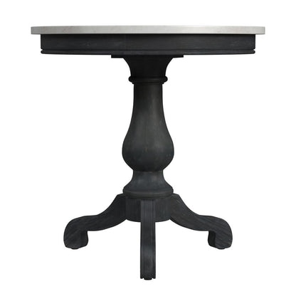 Danielle Marble 24" Pedestal Side Table, Black