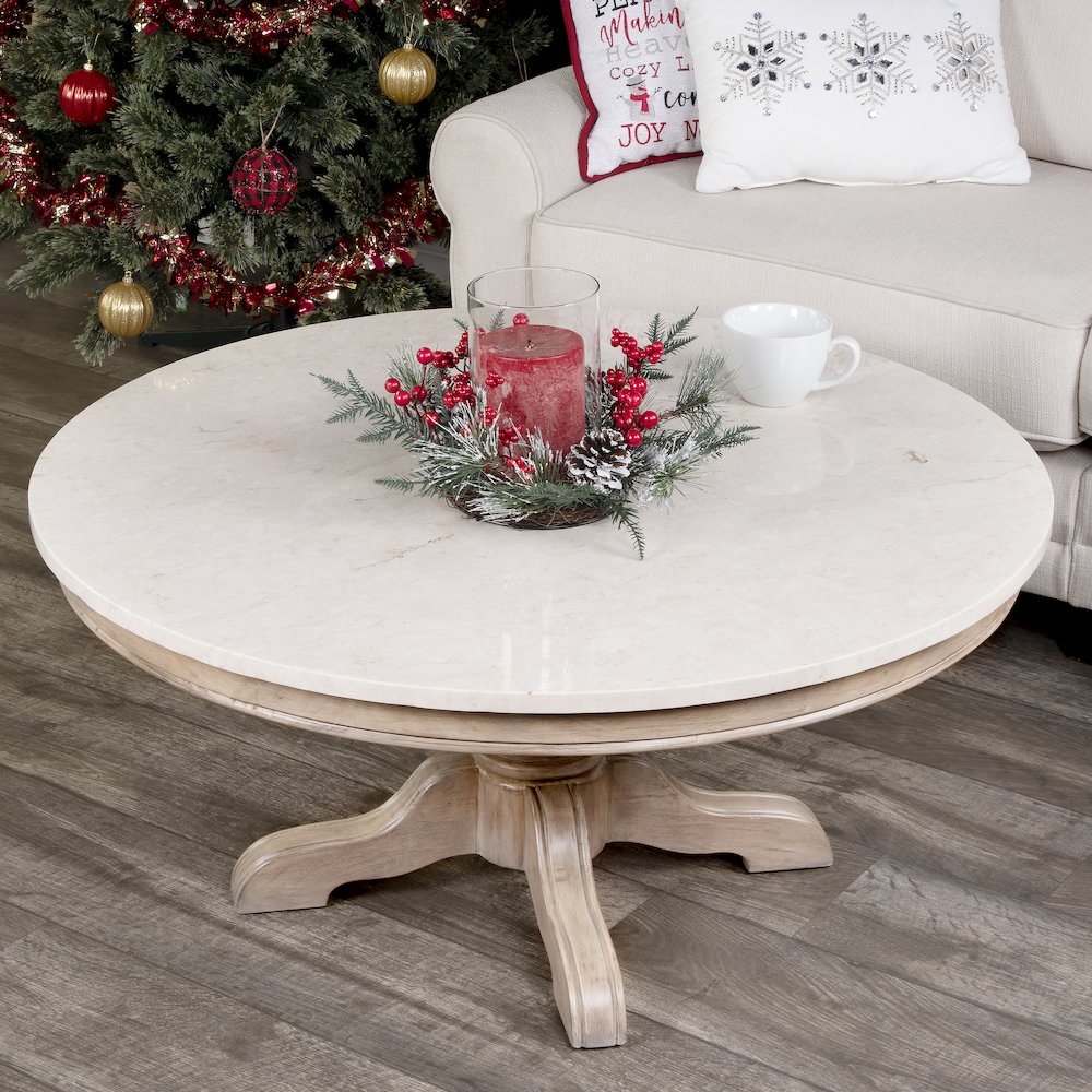 Danielle Marble Coffee Table, Tan/Beige