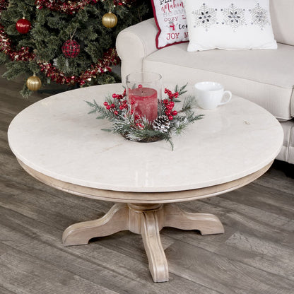 Danielle Marble Coffee Table, Tan/Beige