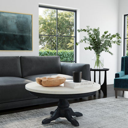 Danielle Marble Round Coffee Table, Black
