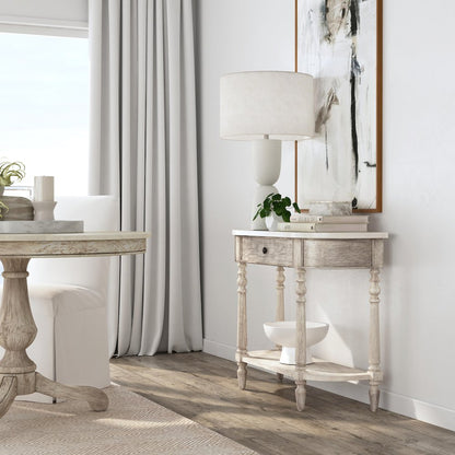 Danielle Marble 40" one- drawer Console Table, Gray