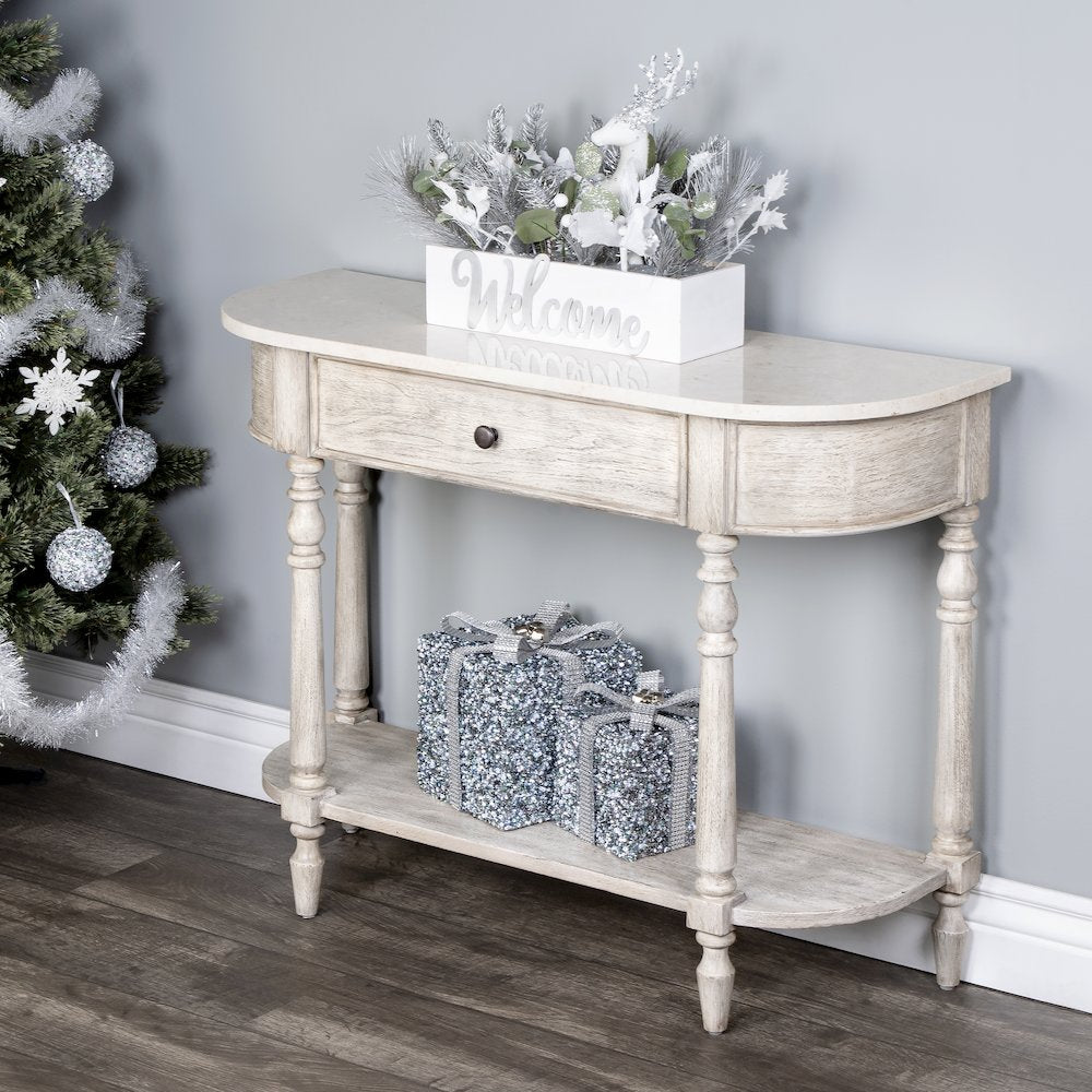 Danielle Marble 40" one- drawer Console Table, Gray