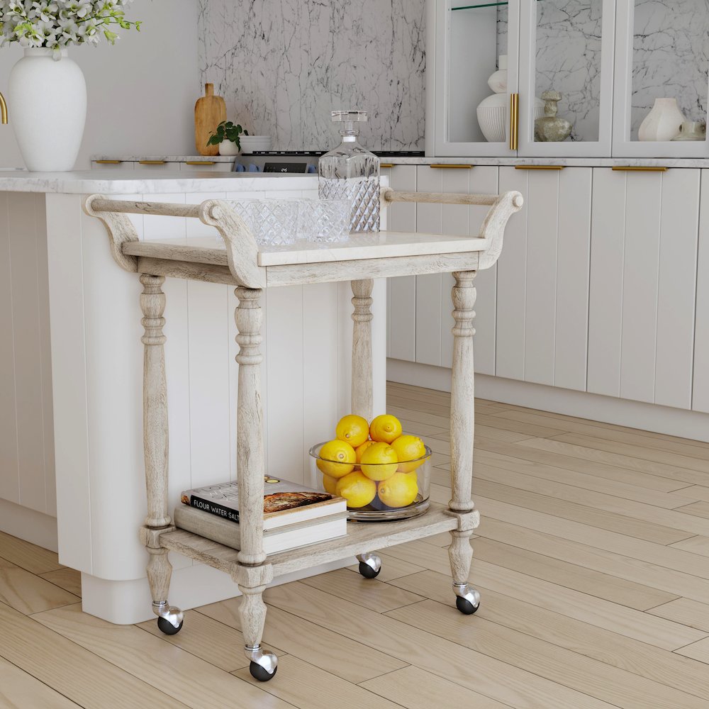 Danielle Marble Bar Cart, Gray