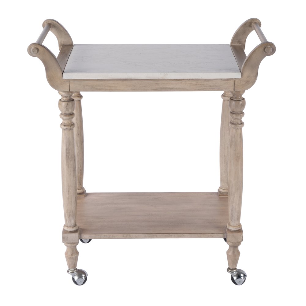 Danielle Marble Bar Cart, Tan/Beige