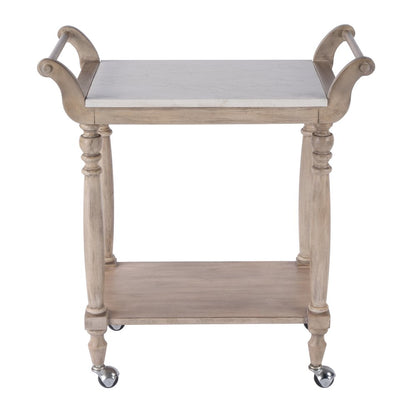 Danielle Marble Bar Cart, Tan/Beige