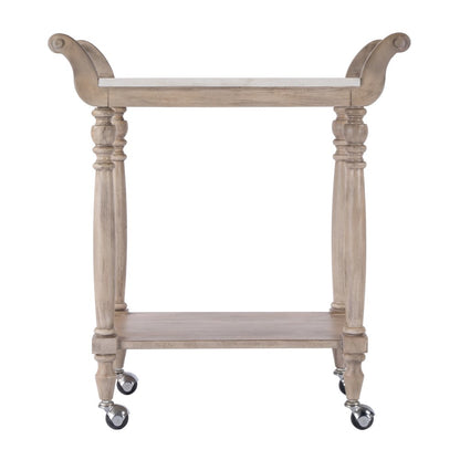 Danielle Marble Bar Cart, Tan/Beige