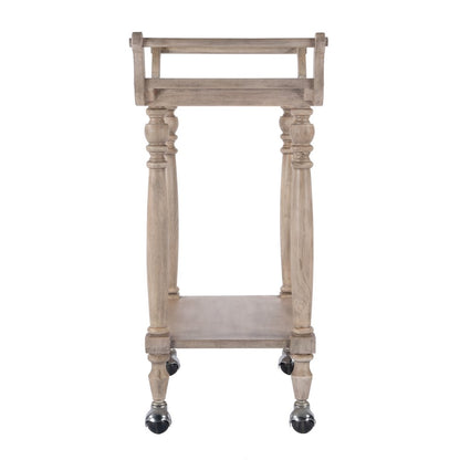 Danielle Marble Bar Cart, Tan/Beige