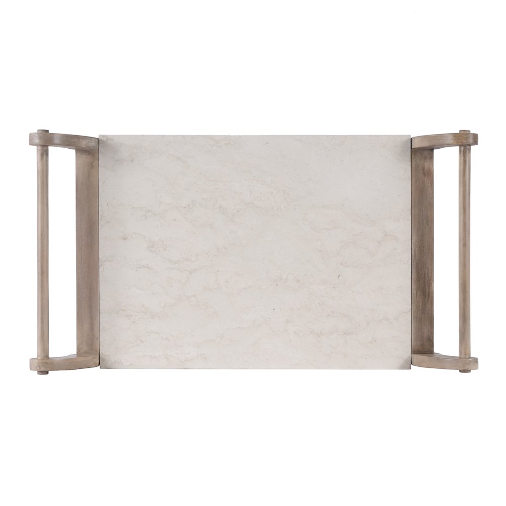 Danielle Marble Bar Cart, Tan/Beige