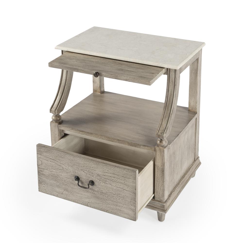 Mabel Marble 1 drawer Nightstand, Gray