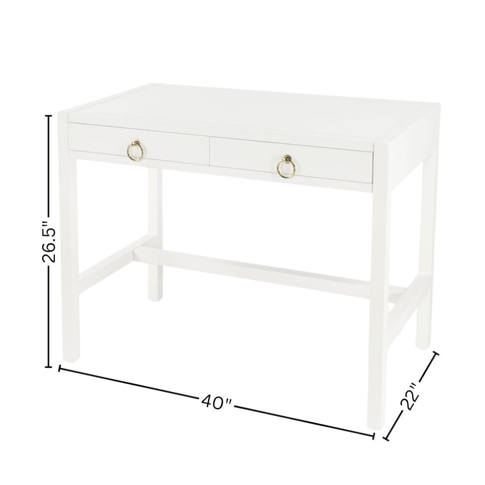 White Writing Desk with Drawer – Narrow Desk with Drawers for Home Use