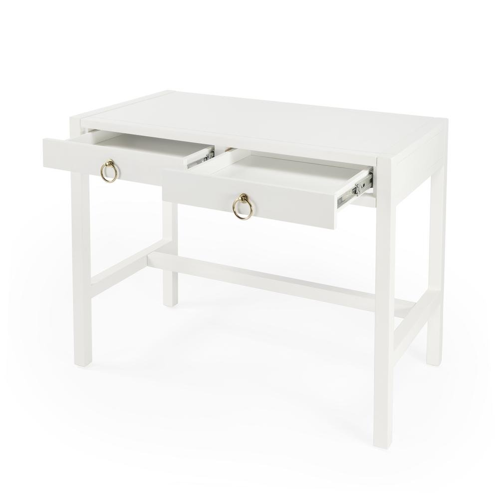 White Writing Desk with Drawer – Narrow Desk with Drawers for Home Use