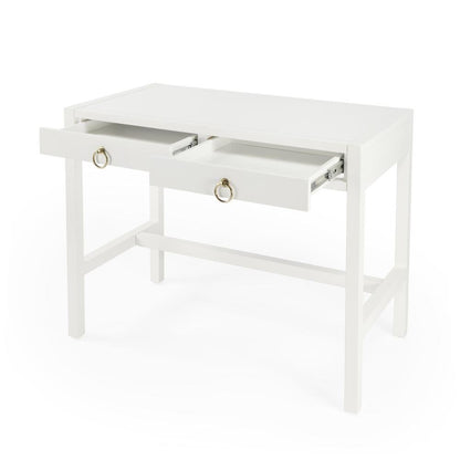 White Writing Desk with Drawer – Narrow Desk with Drawers for Home Use