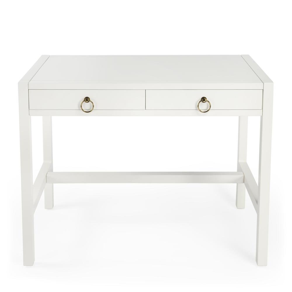 White Writing Desk with Drawer – Narrow Desk with Drawers for Home Use