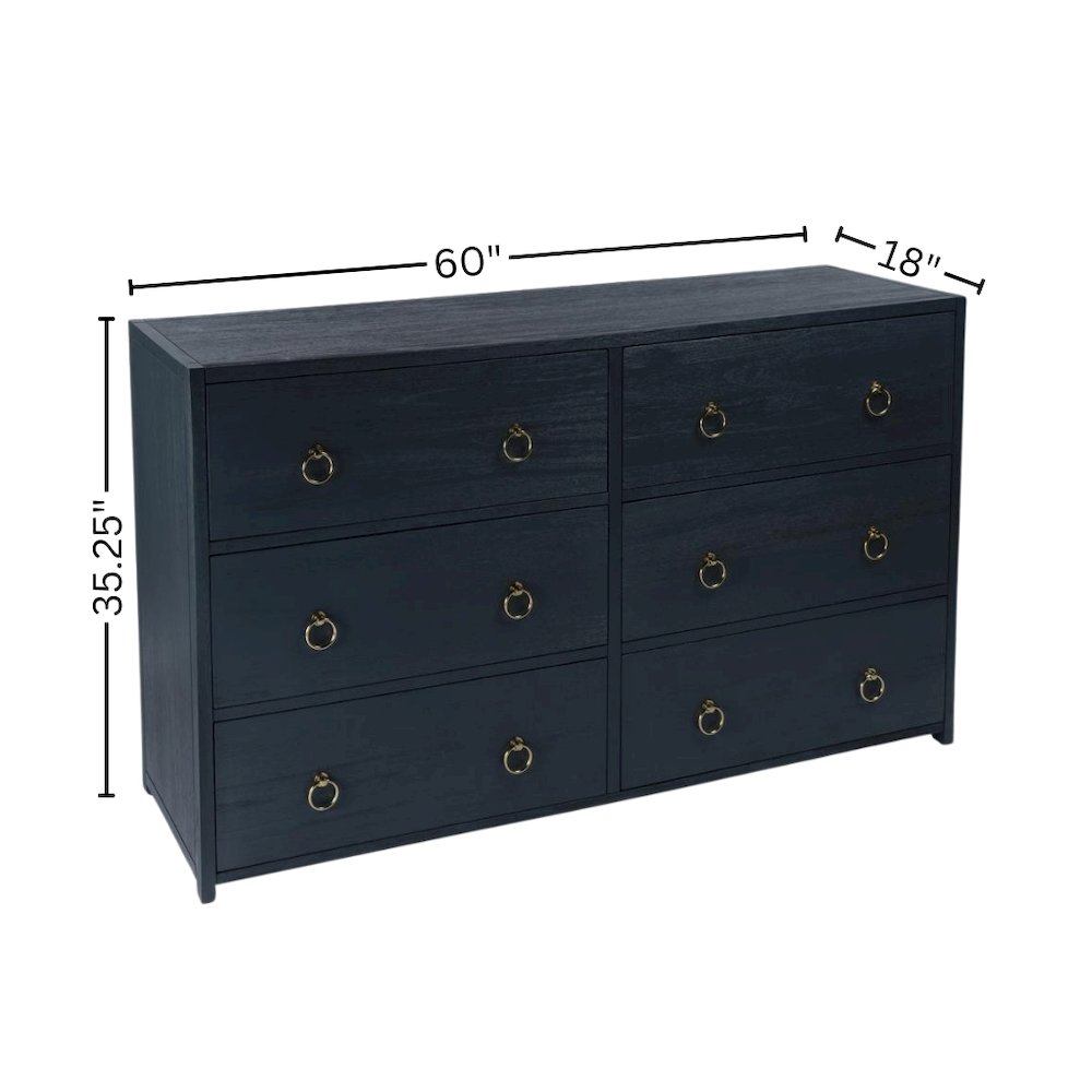 Navy Wood Dresser – 6 Drawer Dresser for Kids Bedroom or Guest Room