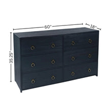 Navy Wood Dresser – 6 Drawer Dresser for Kids Bedroom or Guest Room