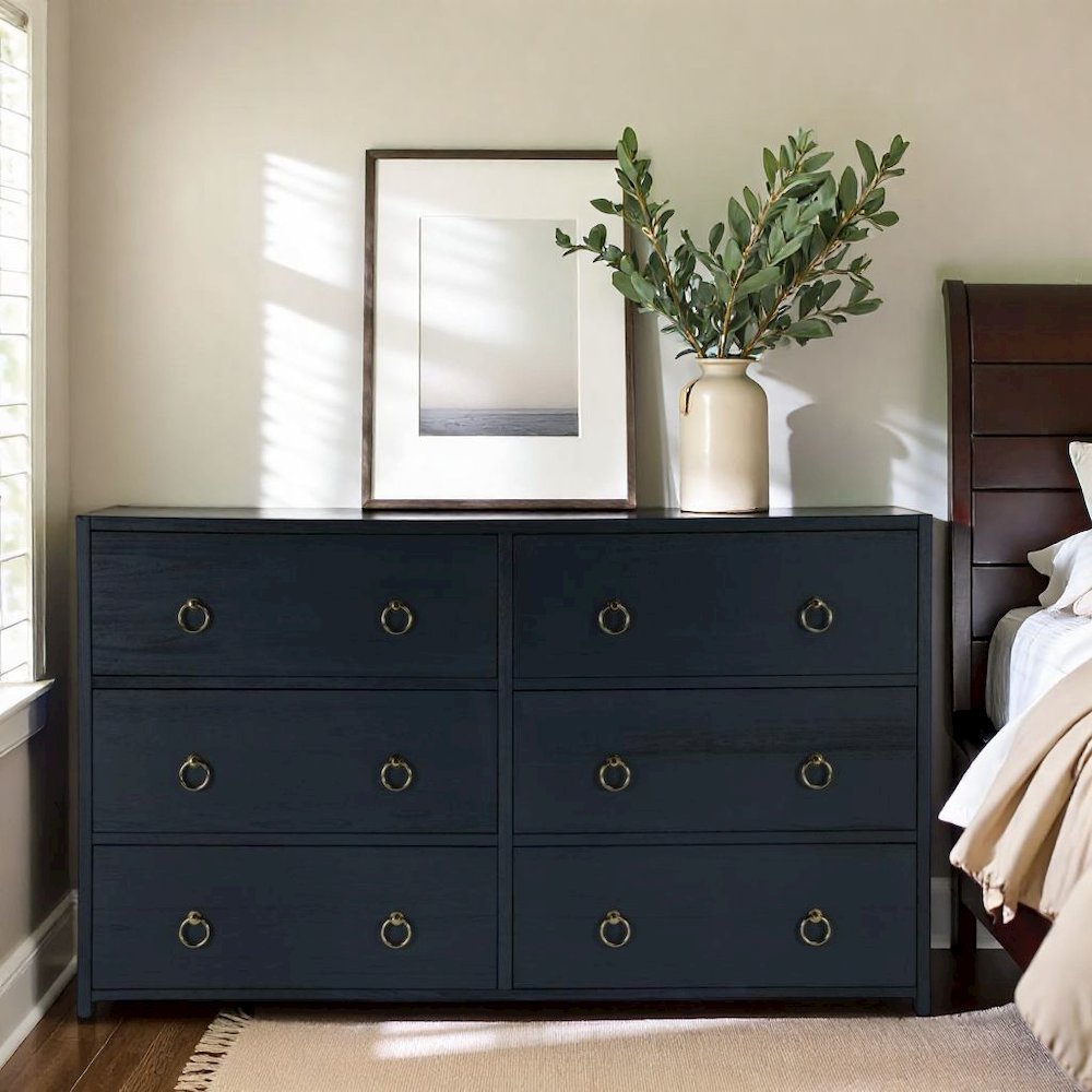 Navy Wood Dresser – 6 Drawer Dresser for Kids Bedroom or Guest Room