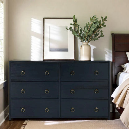 Navy Wood Dresser – 6 Drawer Dresser for Kids Bedroom or Guest Room