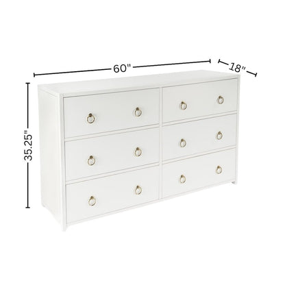 White 6 Drawer Double Dresser – Wood Dresser for Bedroom or Kids Room