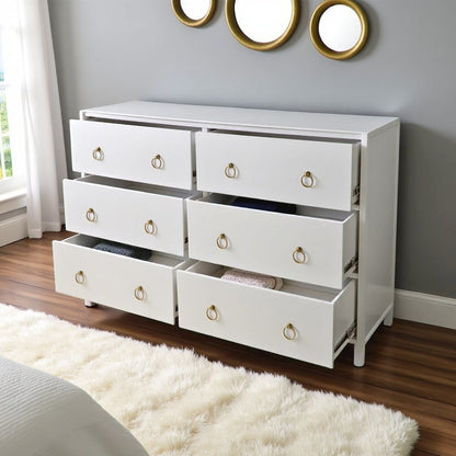 White 6 Drawer Double Dresser – Wood Dresser for Bedroom or Kids Room