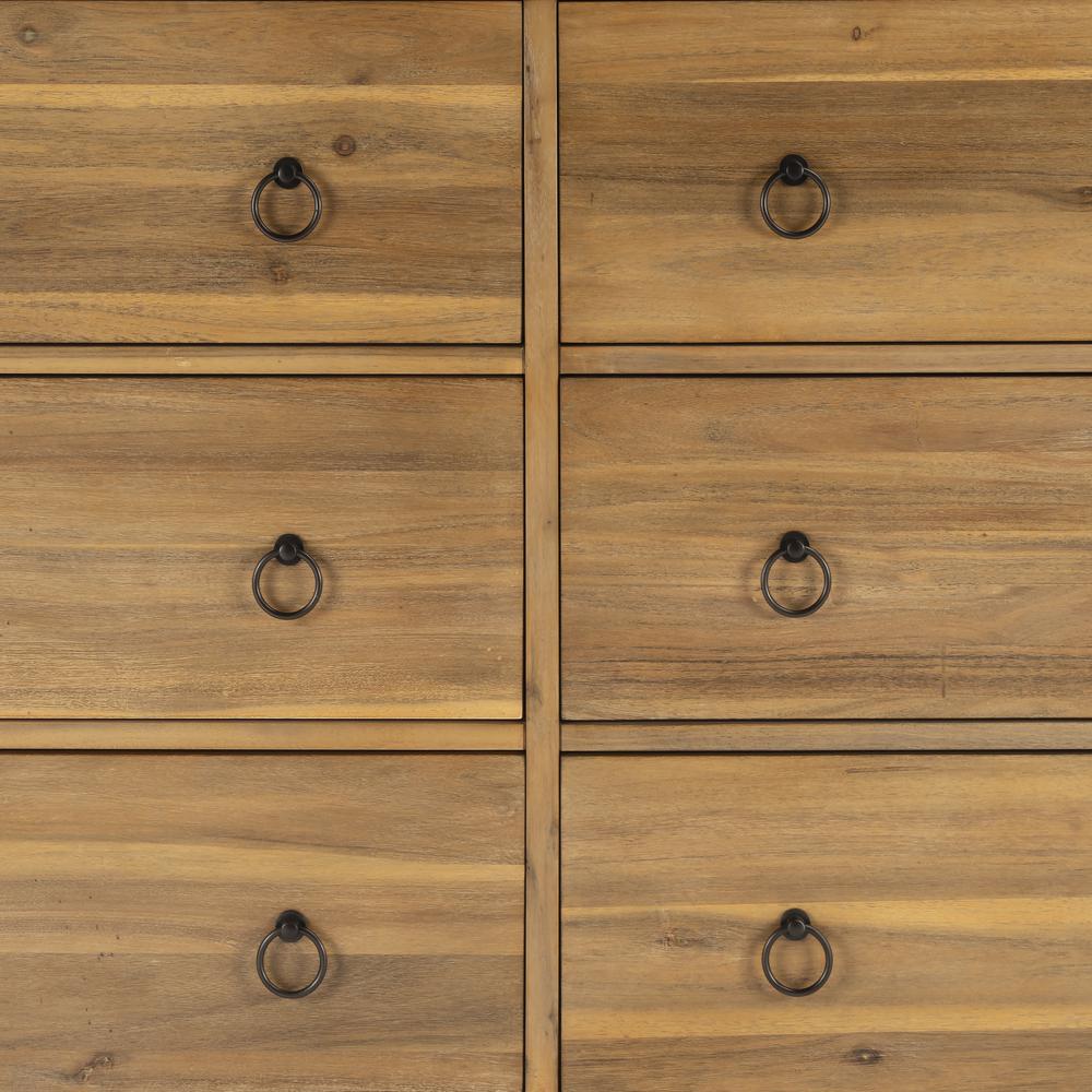 Lark 6 Drawer Natural Wood Dresser, Light Brown