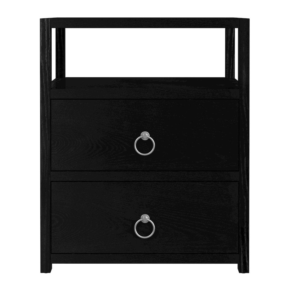 Lark 21 in. W Wood 2 Drawer Nightstand with Shelf, Black