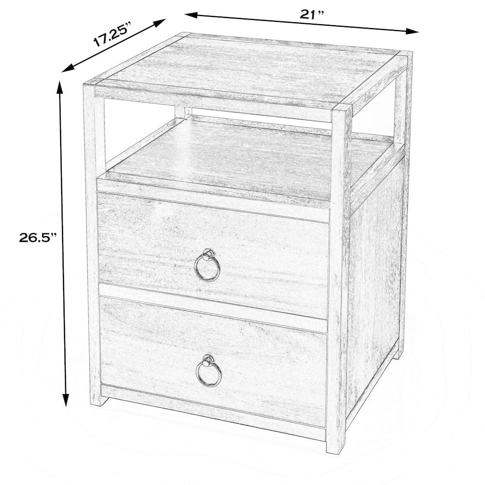 Lark 21 in. W Wood 2 Drawer Nightstand with Shelf, Black