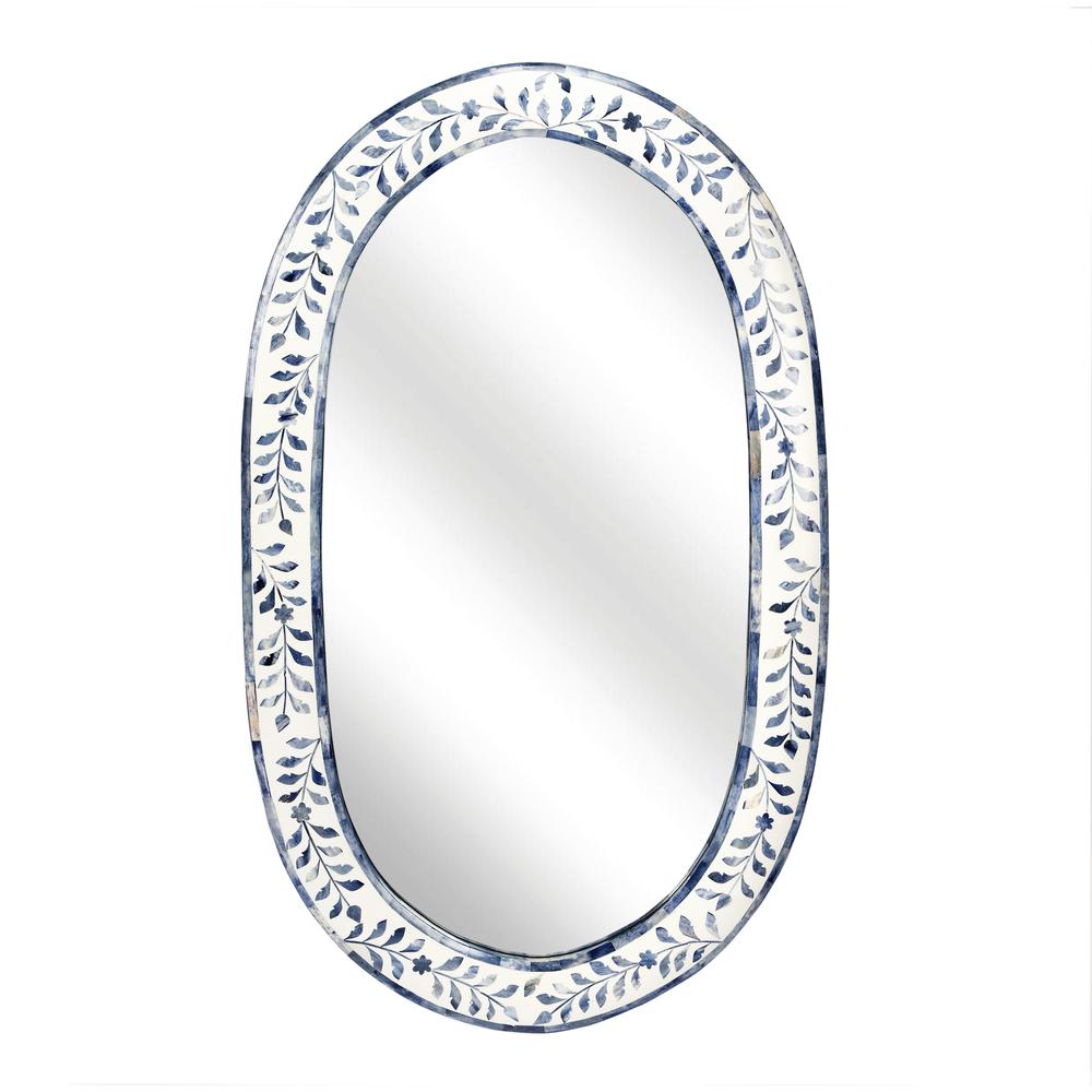 Trubadur Bone Inlay Wall Mirrored, White and Blue