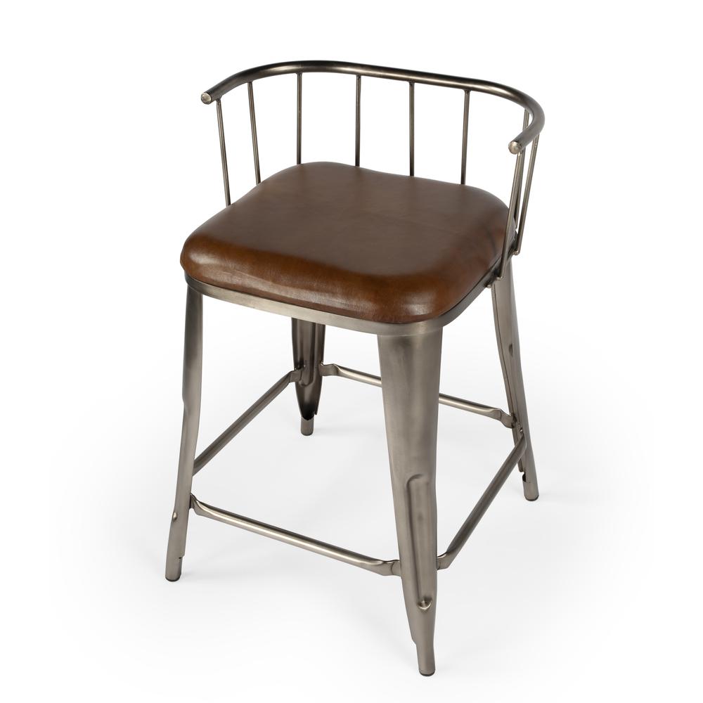 Coriander Iron & Leather 25" Counter Stool, Multi-Color