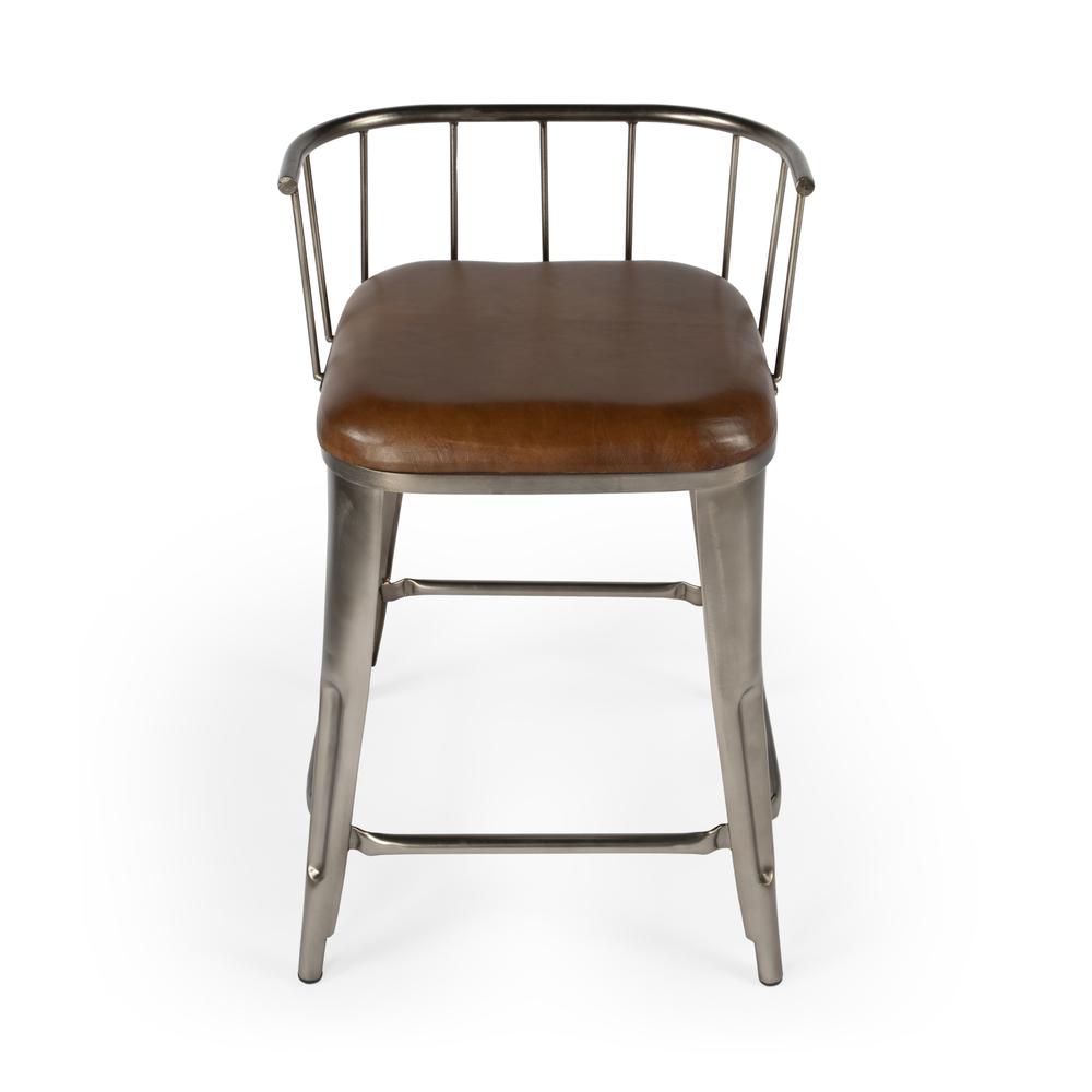 Coriander Iron & Leather 25" Counter Stool, Multi-Color