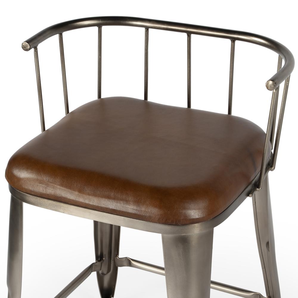 Coriander Iron & Leather 25" Counter Stool, Multi-Color