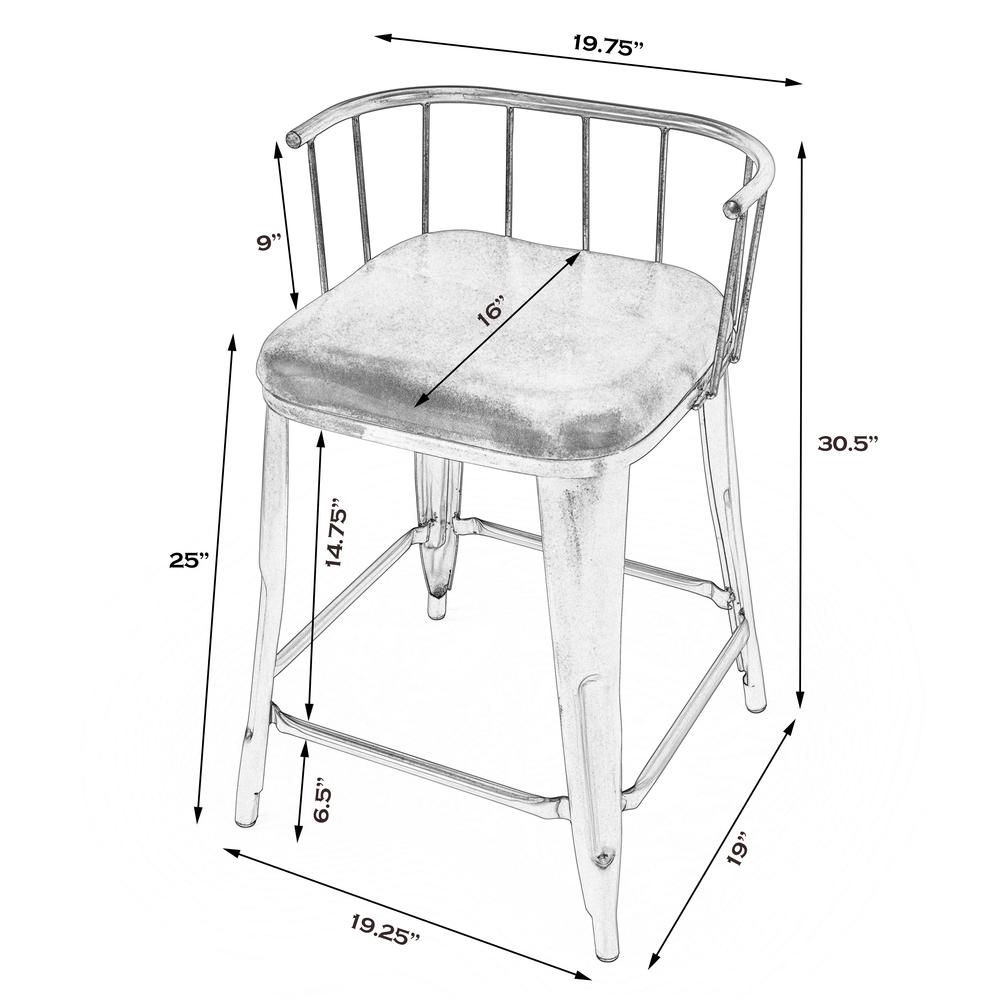 Coriander Iron & Leather 25" Counter Stool, Multi-Color