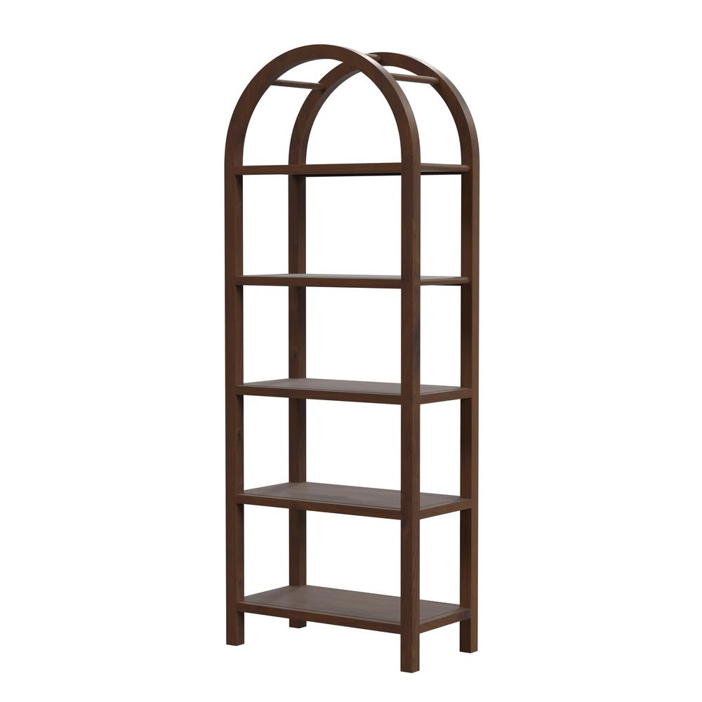 Hanover Arched 5 Tier  Etagere Bookcase, Medium Brown