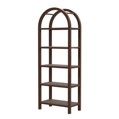 Hanover Arched 5 Tier  Etagere Bookcase, Medium Brown