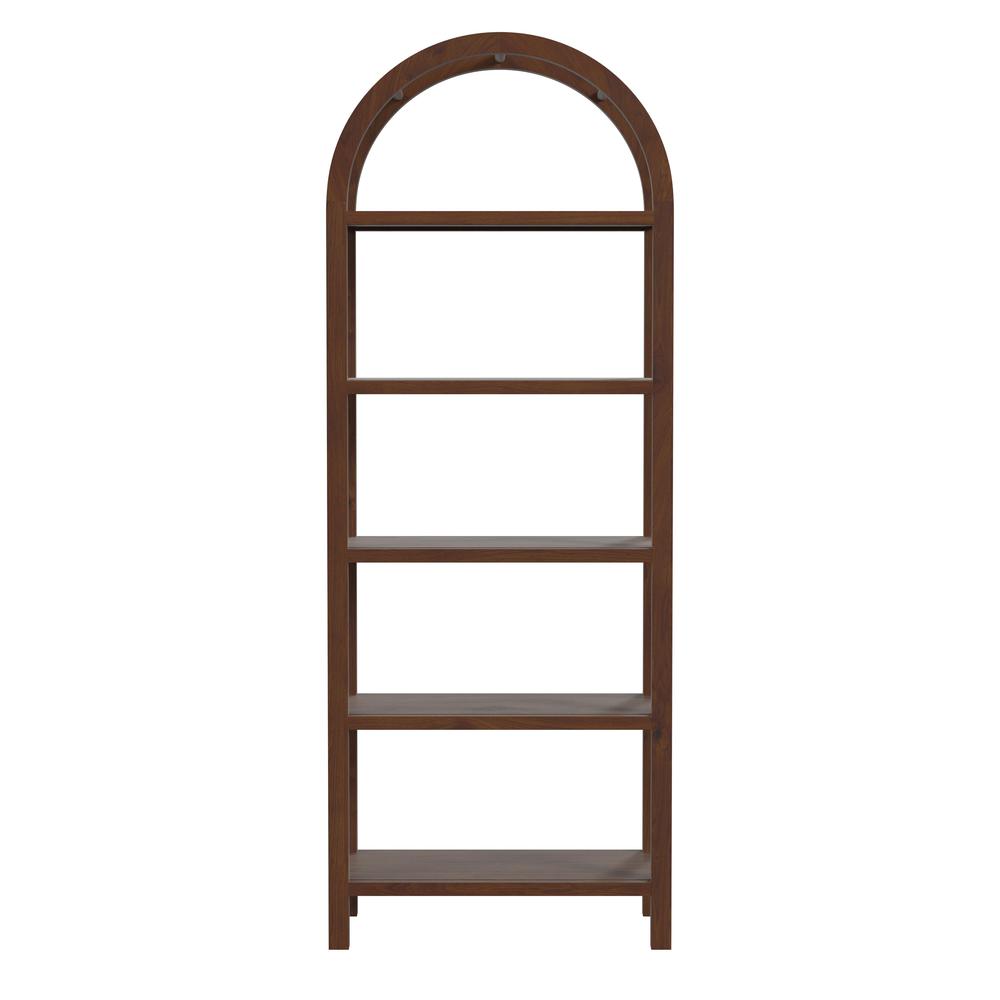 Hanover Arched 5 Tier  Etagere Bookcase, Medium Brown