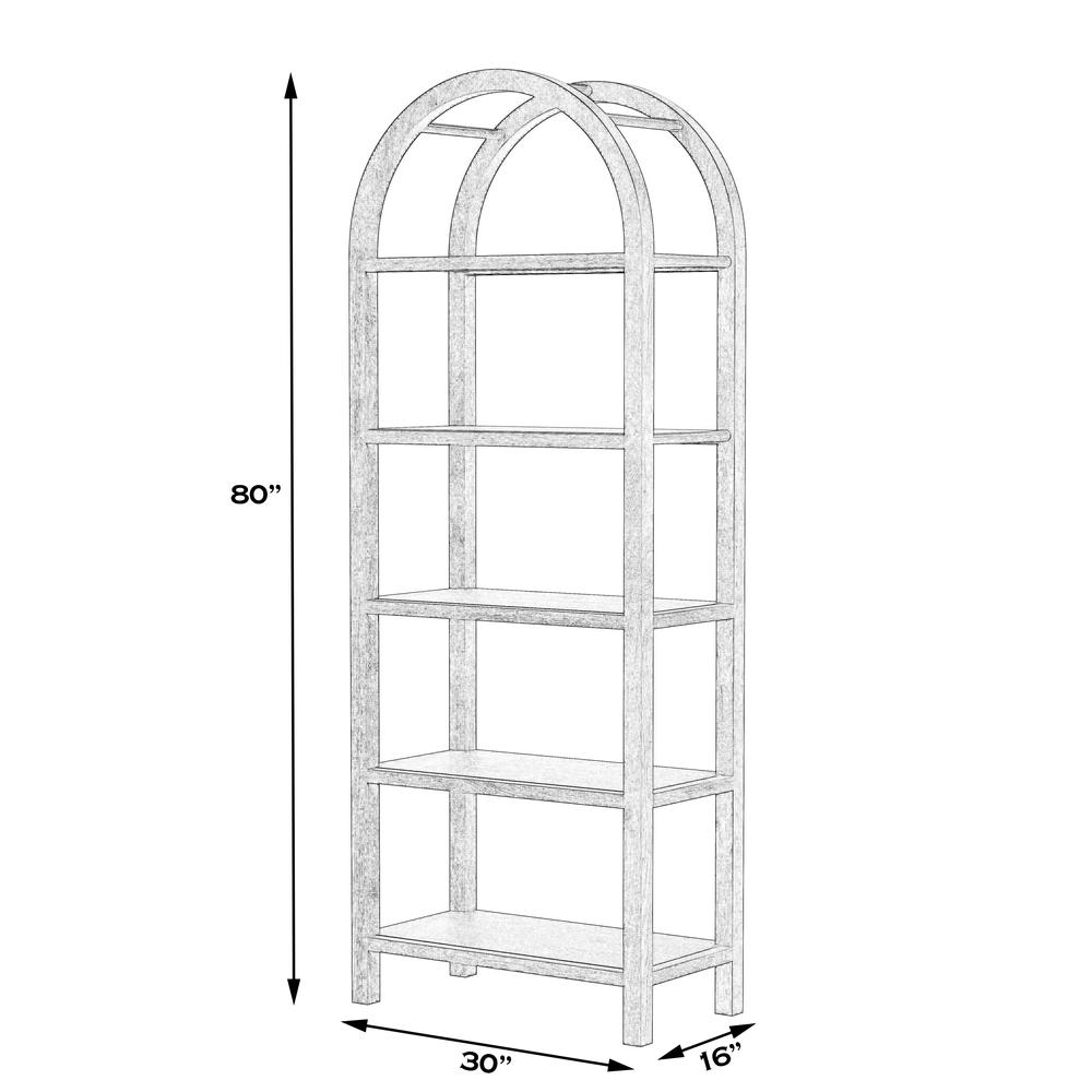 Hanover Arched 5 Tier  Etagere Bookcase, Medium Brown