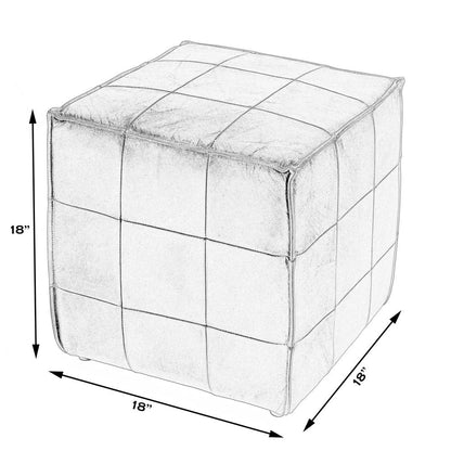 Leon Leather Cube Ottoman, Dark Brown