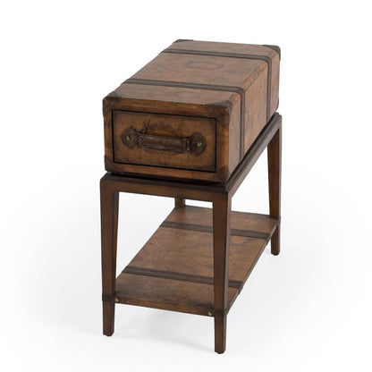 Vasco Old World Map Side Table, Medium Brown