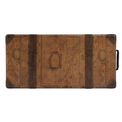 Vasco Old World Map Side Table, Medium Brown